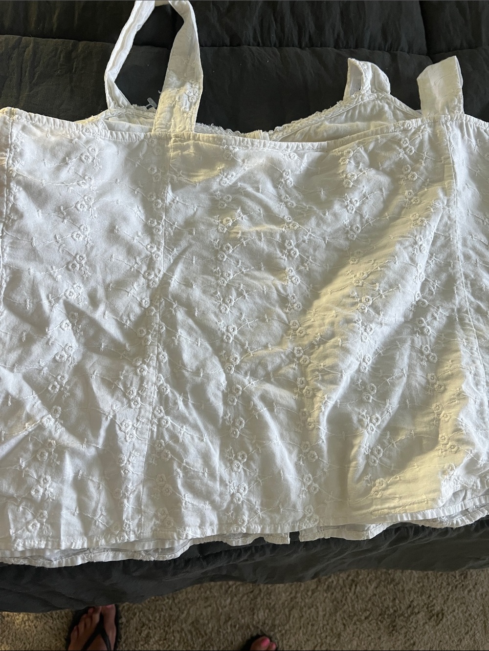 St. John's Bay White Eyelet Camisole Top - Picture 4 of 7